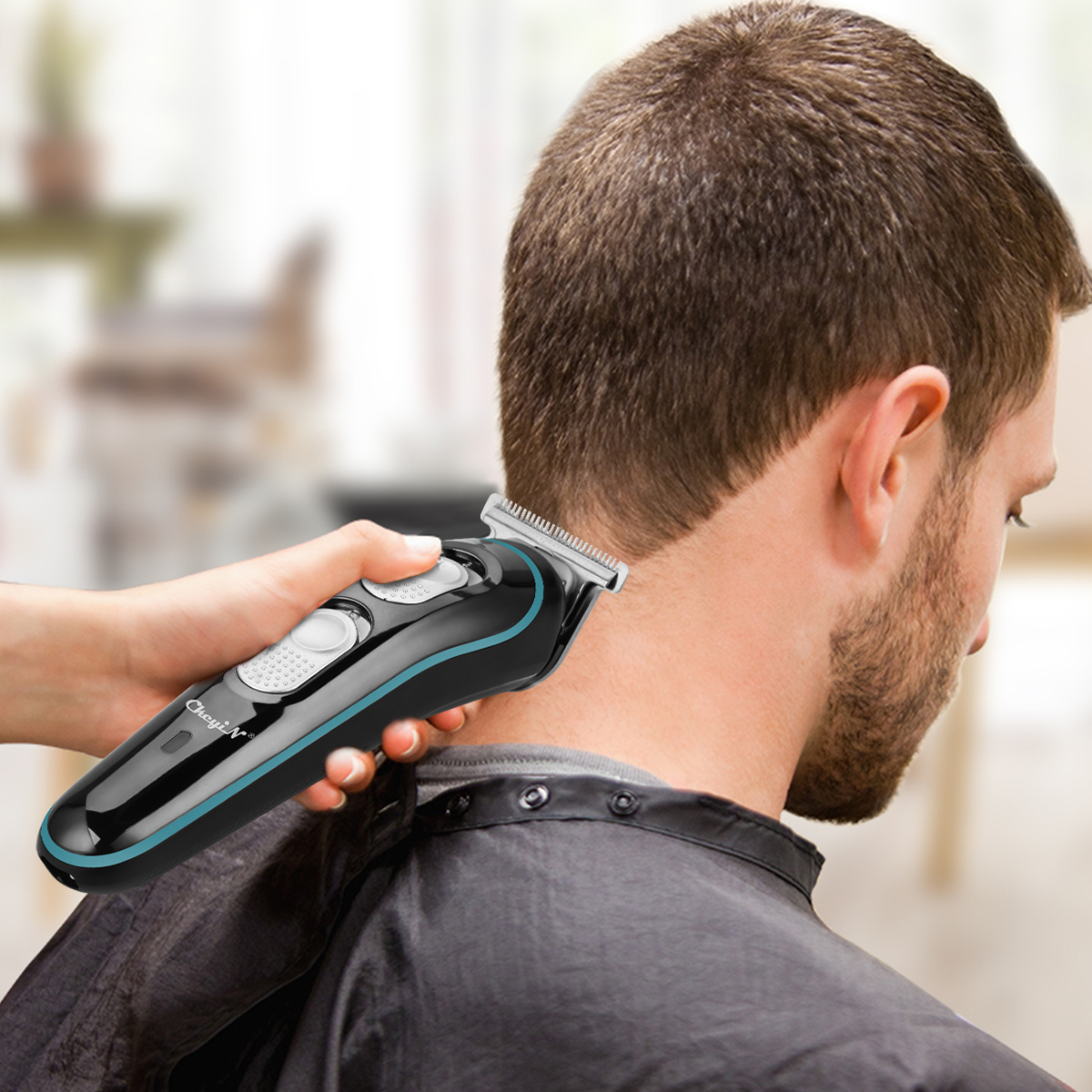 CkeyiN Cortadora de cabello eléctrica para hombres Recortadora de cabello inalámbrica práctica de bajo ruido con 4 peines de límite para adultos y niños