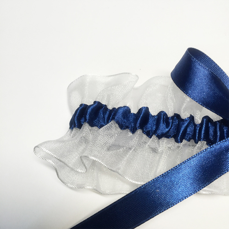 Navy Blue White Wedding Garter Bridal Garter Handmade Bowknot Garters