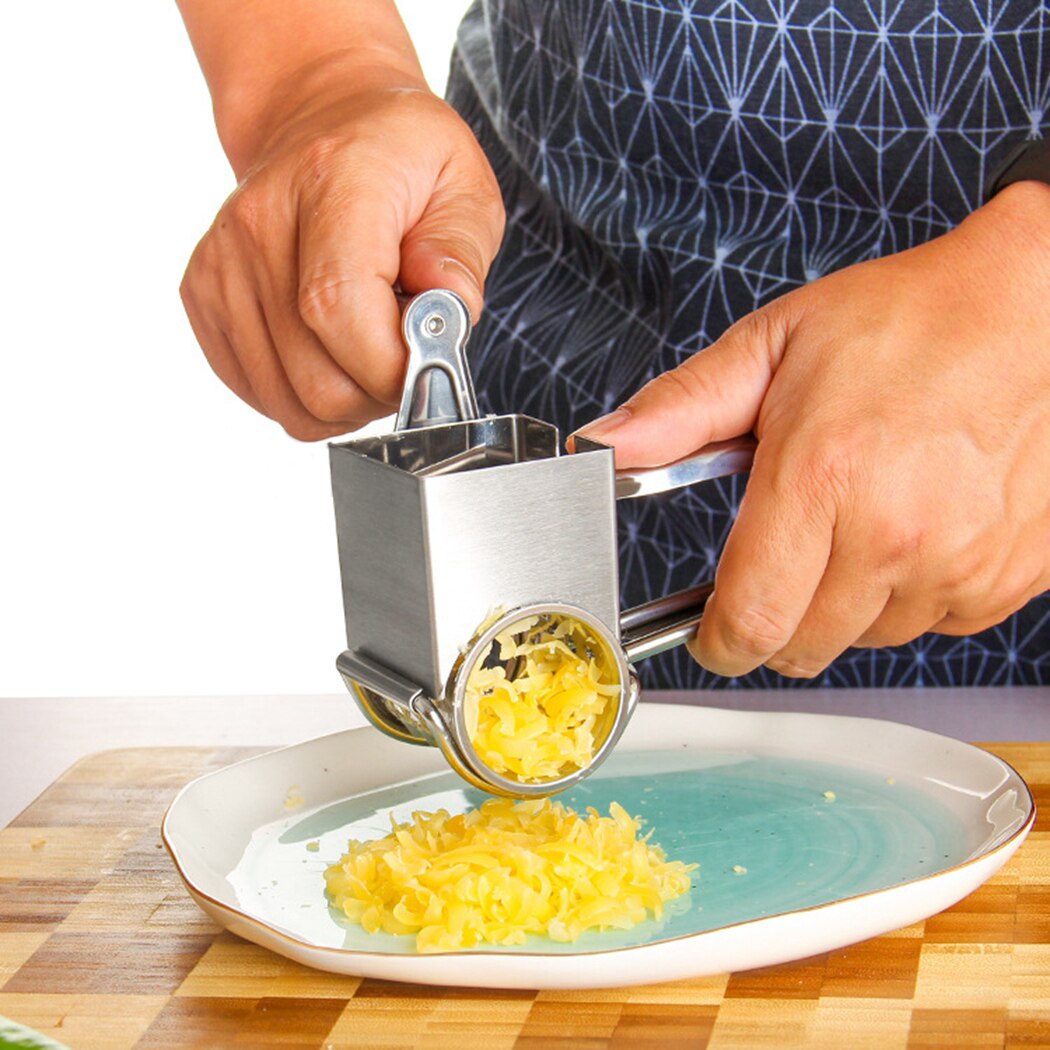 Multi-use Rotary Cheese Grater Stainless Steel Cheese Chocolate Grater With 3 Different Drums Cheese Butter Grater Slicer