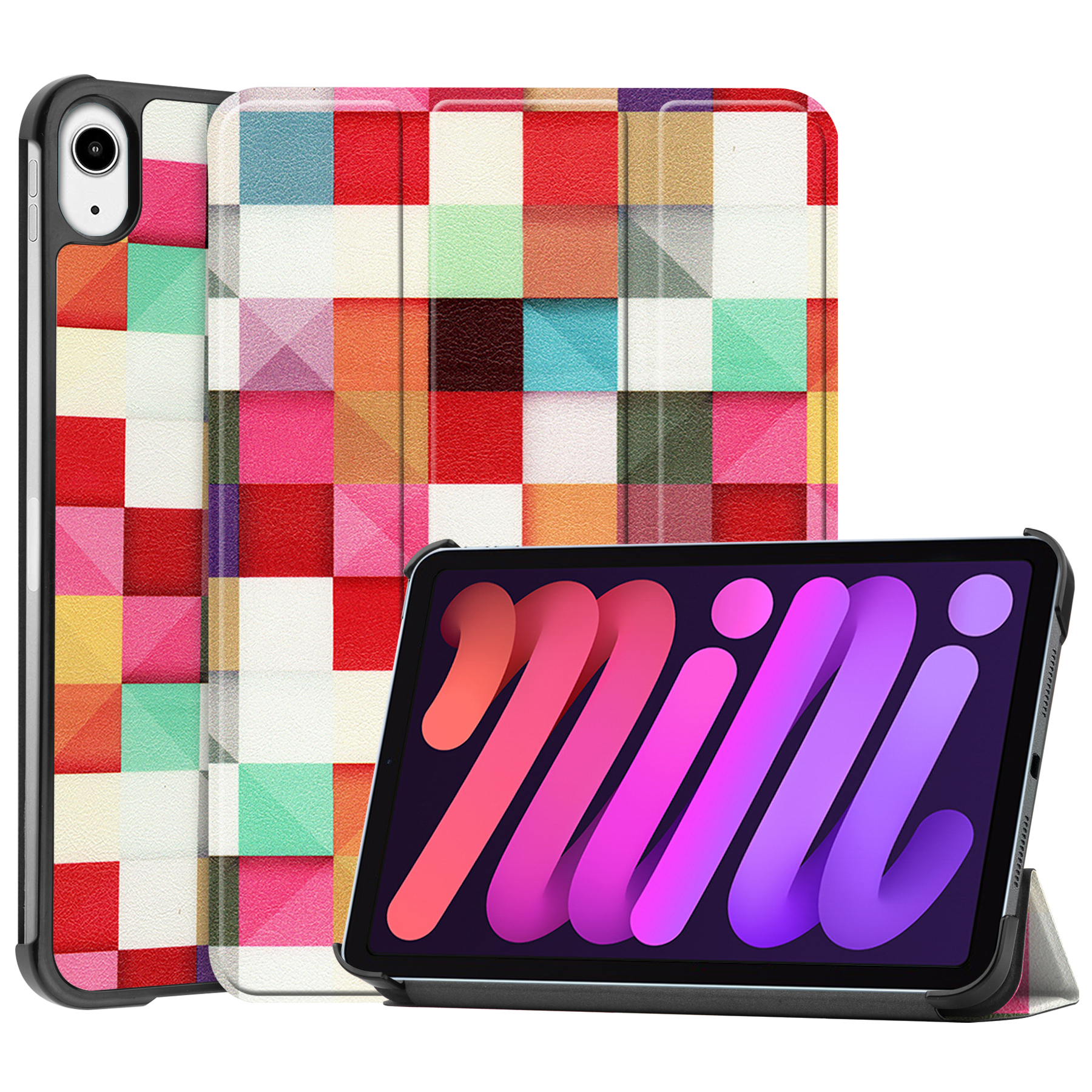 Deksel til ipad mini 7 ,  a17 pu-lærdeksel, stativ til nettbrett, bunndeksel til ipad mini 6, deksel til ipad mini 7 , 8.3- tommers: Tolv / Rosenrød