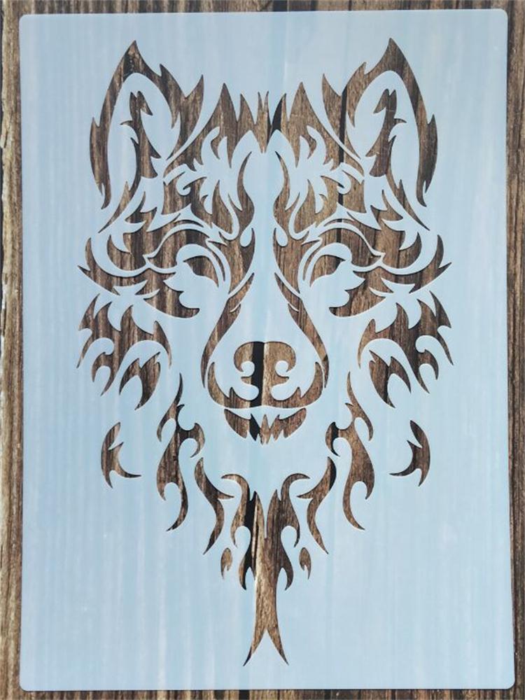 Pochoir loup pour meubles, 21x29Cm, 1 pièce, peinture murale, décoration, superposition plastique, bricolage, coloration, gaufrage, scrapbooking: h4