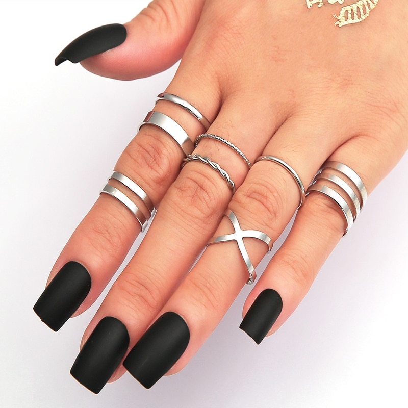 8 Stks/set Bohemian Vintage Ronde Hollow Geometrische Ringen Voor Vrouwen Mode Cross Twist Open Ring Knuckle Vinger Ringen Sieraden