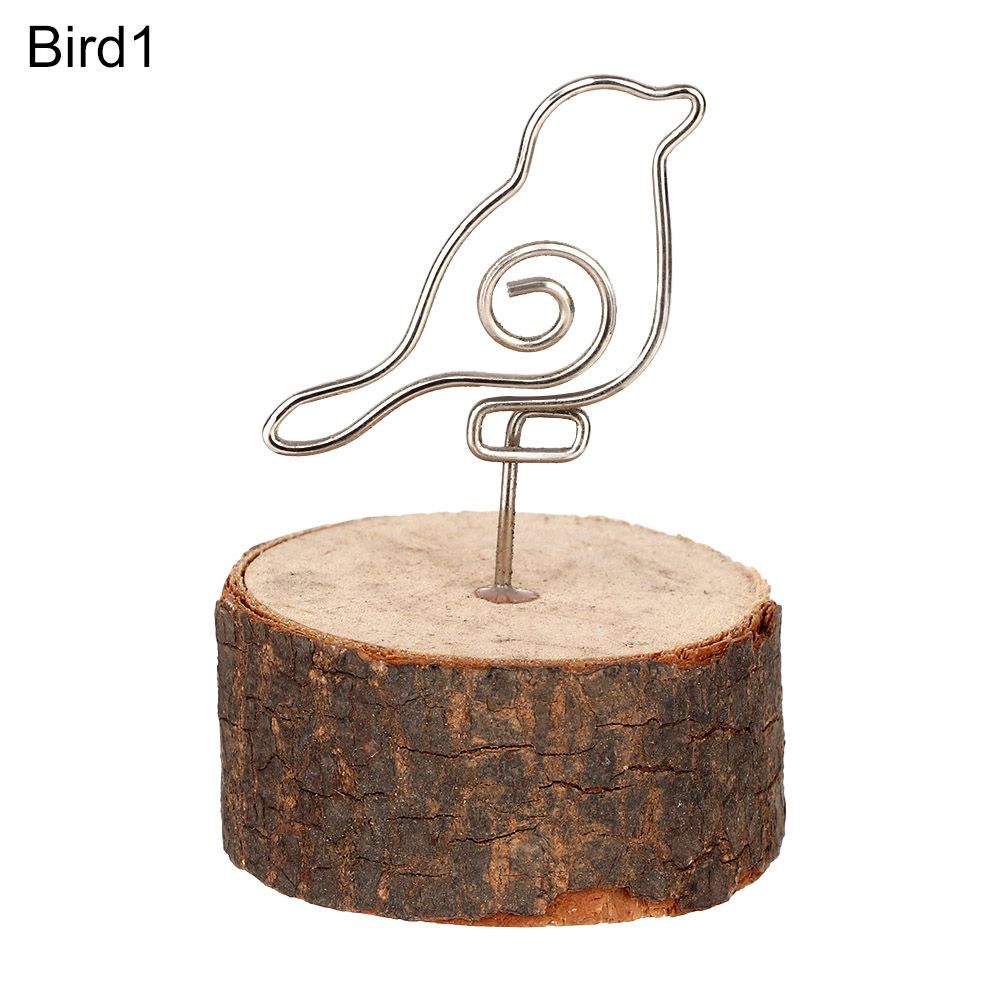 Gold Wooden Table Numbers Holder Paper Clamp Wedding Supplies Photos Clips Picture Frame Place Card Clamps Stand: Bird1