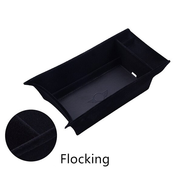 Accessoires de voiture console centrale intérieure accoudoir boîte article rangement pour MINI ONE Cooper S JCW F60 Countryman rangement: Flocking-Black