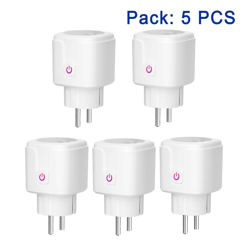 Enchufe inteligente con WIFI, control inalámbrico, aplicación compatible con alexa, control de voz de Google, estándar europeo, AC110V, 240V, 16A: 5PCS