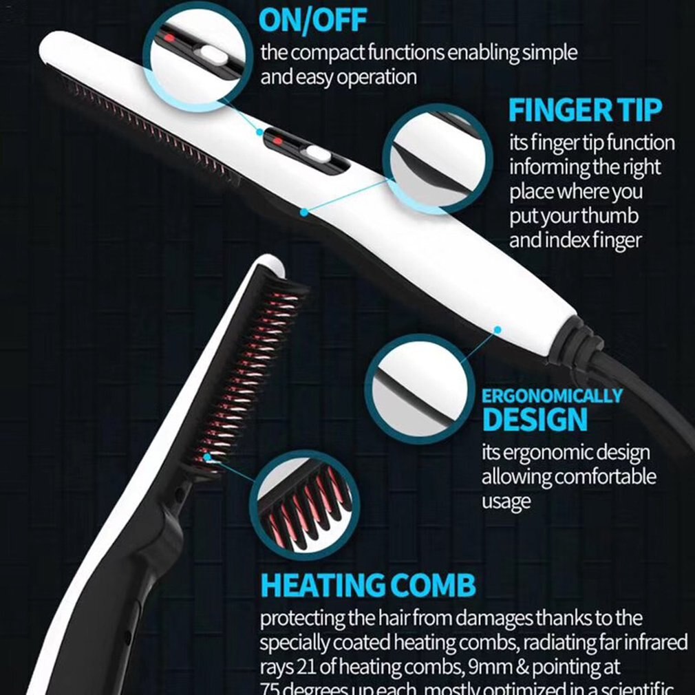V2 Quick Hair Styler for Men Curling Iron Side Straighten Salon Hairdressing Comb Styling Brush