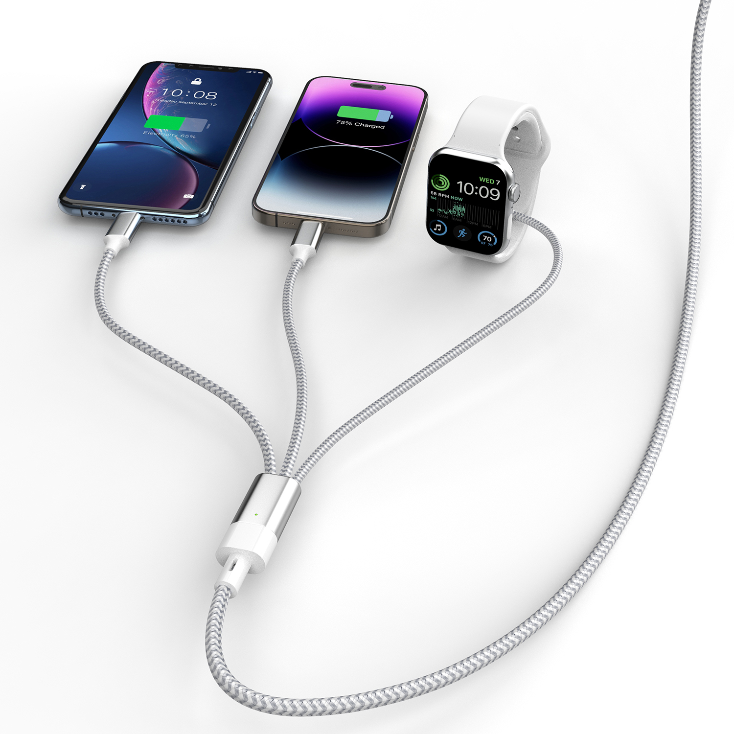 USB C Charger for Apple Watch, 3 in 2 Charging Cable with for Apple iWatch iPhone 15/14/13/12Pro, Nylon Braided-line