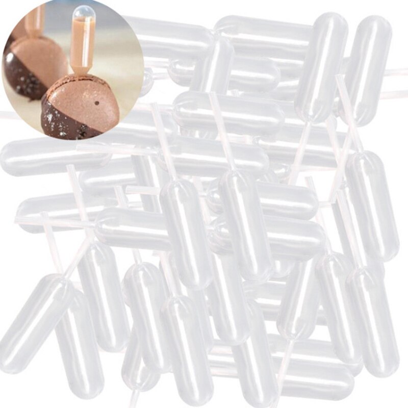 50pcs 4ml Sauce Droppers For Cupcakes Ice Cream Sauce Ketchup Pastries Macaron Stuffed Dispenser Mini Squeeze Transfer Pipettes