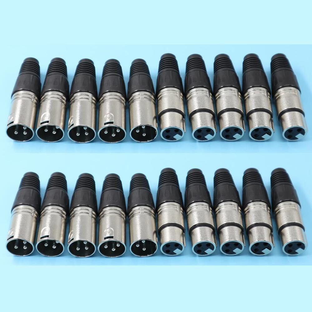 20Pcs/lot 10PCS NC3MXX & 10PCS NC3FXX For NEUTRIK Male and female A set 3 Pin XLR Connector withe