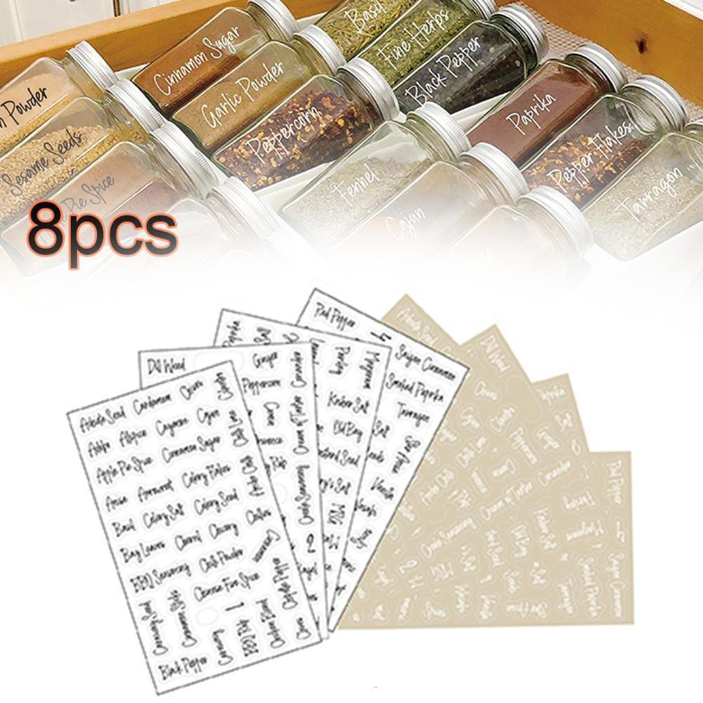 Spice Label Food Label 8 Transparent Waterproof Black 2 Container Food Food Organization Stickers Label Color And Food Whit L9B9