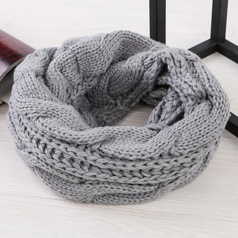 Knitted Snood Scarf Warm Winter Women Scarf Cashmere Snud For Women Scarf Infinity Scarves Neck Circle Ring Scarf: gray