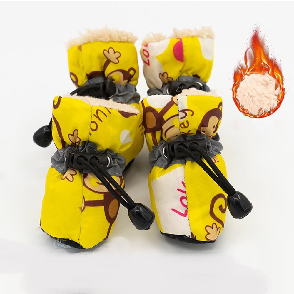 Warm Pet Dog Cat Winter Shoes For Dogs Non-slip Dog Snow Boots Chihuahua Shih Tzu Shoe Zapatos Perro Best Selling: yellow / 4x3.5cm