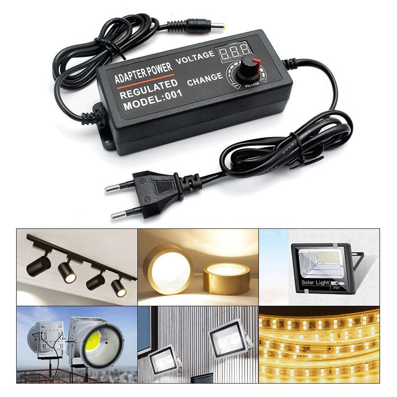 AC to DC Power Adapter Adjustable Supply 3V-24V 2A Adjustable Power Adapter US/EU Plug+8 Adapter head Power Supply Switch