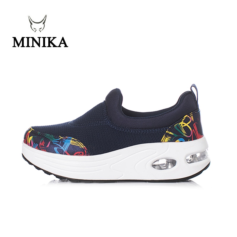 Kvinner casual shake sko lette slip on wedge platform joggesko kvinner pustende sommer minika swing sko scarpe dimagranti