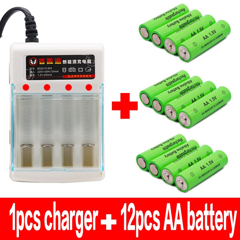 neue AA batterie 3000 1,5 v akku AA 3000mAh Alkaline1.5V Akku Für Uhr Spielzeug batterie + ladegerät: WHITE