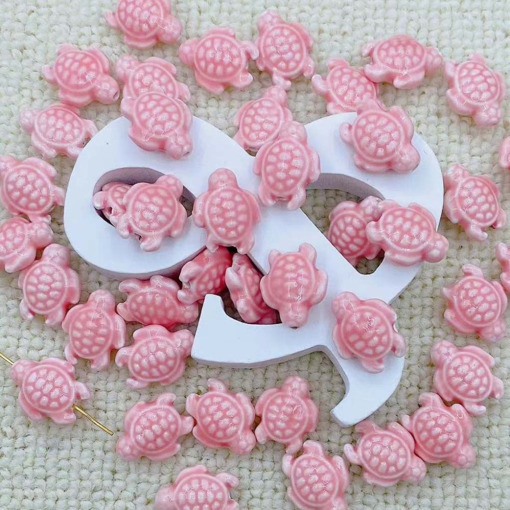 Cuentas de tortuga marina hechas a mano, 10 piezas, espaciador de cerámica de , cuentas sueltas, Kit DE FABRICACIÓN de pulseras 3D: Blanco