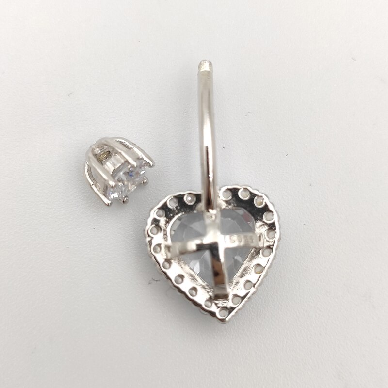 925 sterling silver anello del tasto di pancia del cuore zircone cubico anello della pancia dell&#39;ombelico di pancia sexy piercing gioielli per le donne