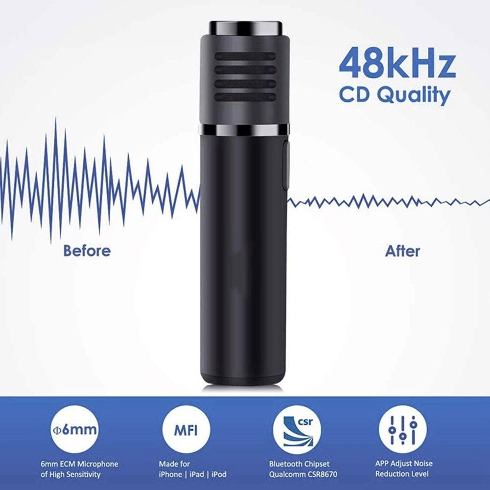 Wireless Lavalier Microphone Bluetooth Lapel Clip-On Mic Vlogger Lecture Noise Reduction Auto Transcription Auto Sync Microphone