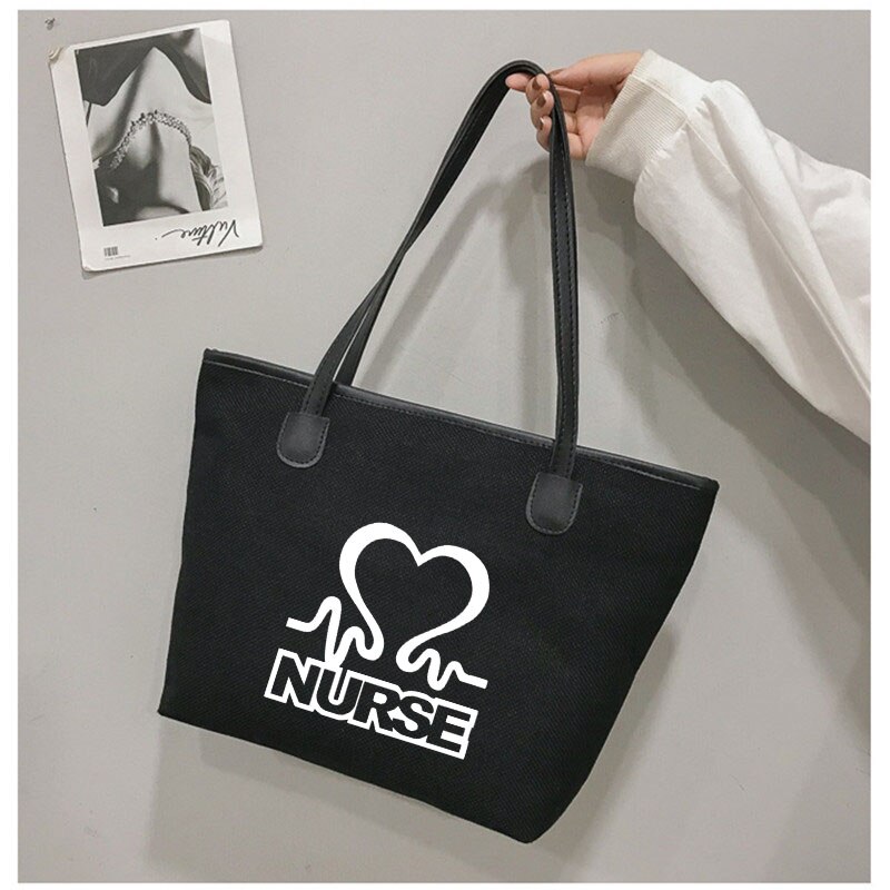 Nurse Tote Bag Nurse Shoulder HandBag Beach Bag Nursing Work Bag: black