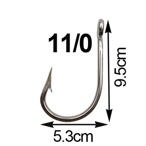 JSM 5 uds 7691 anzuelos de pesca de juego grande de acero inoxidable 4X anzuelos de cebo vivo de atún tiburón tamaño de anzuelo grande 5/0-13/0: Gris claro