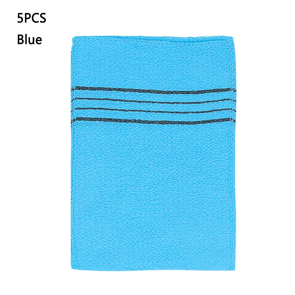 1/3/5 Pcs Korean Asian Exfoliating Bath Washcloth Body Scrub Shower Wash Cloths Dead Skin Clean Wash Towel Tool Double-sided: 5pcs blue