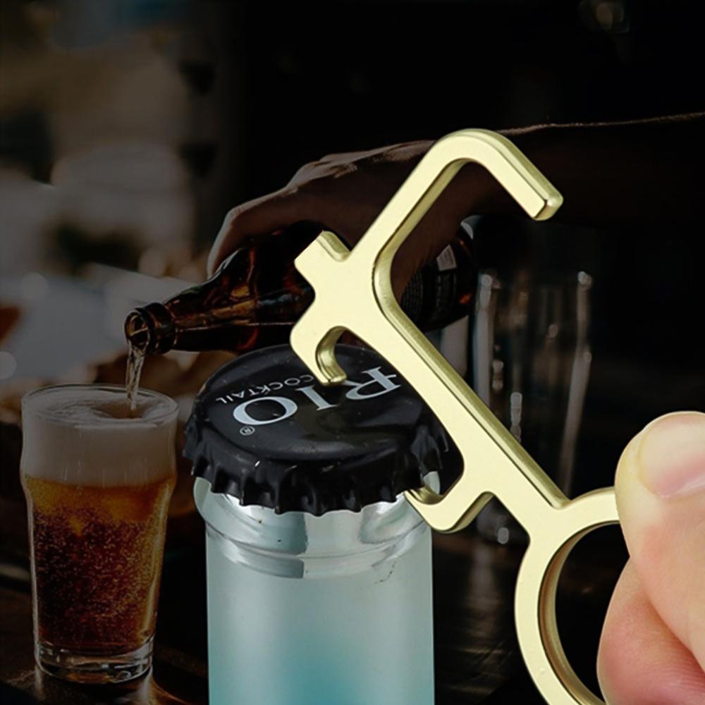 Apriporta senza contatto Attrezzo, 4 Pz Multifunzionale Nessun tasto tocco Apriporta Gancio ergonomico Pulsante touchscreen Stilo mobile con portachiavi per Ambiente esterno no tocco ecc.