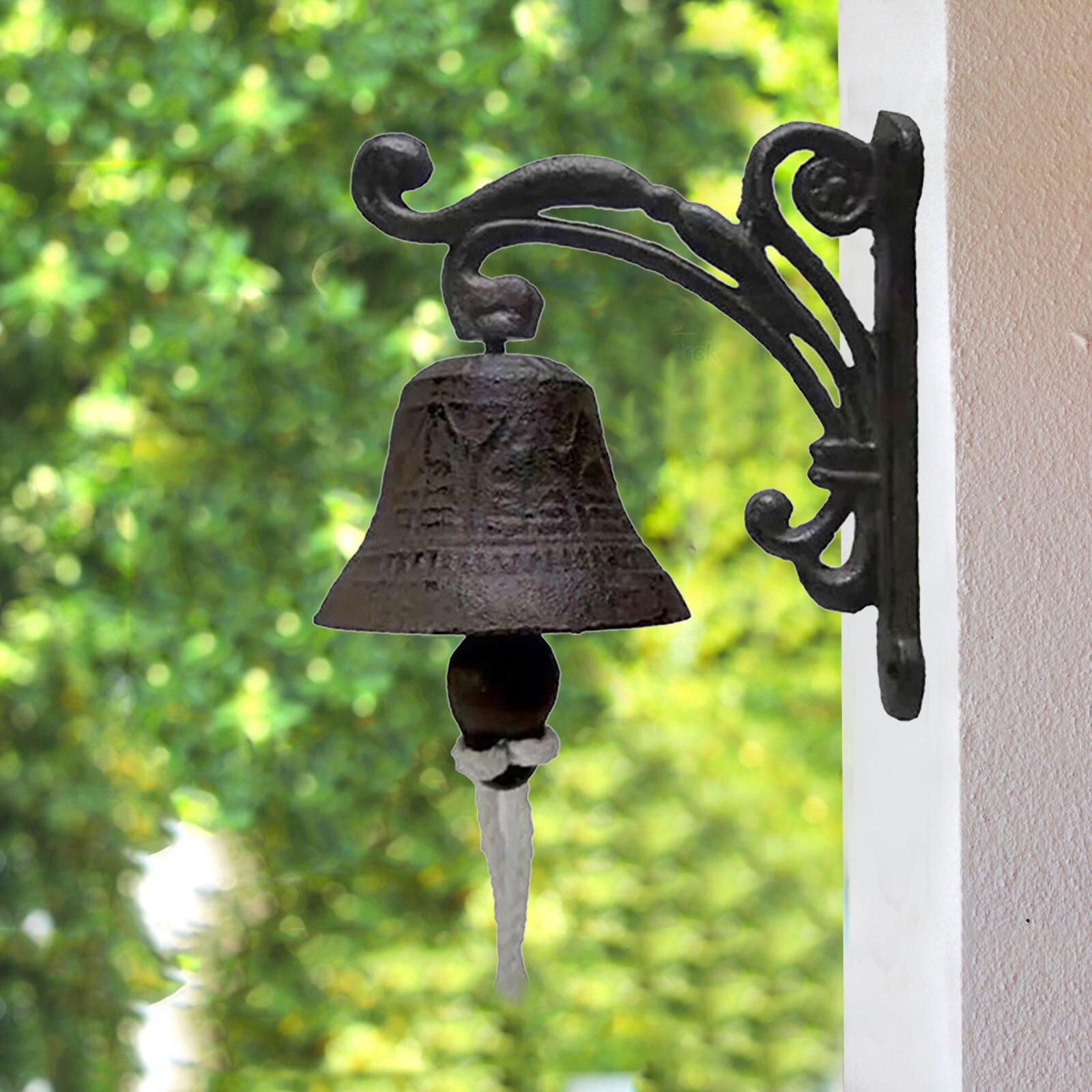 Campana de hierro rústica para puerta de jardín, Campana decorativa antigua montada en la pared para interior y exterior