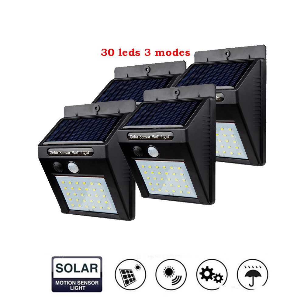 2/4 STUKS 30 LED Waterdichte Solar Buitenlamp Outdoor Lamp Motion Sensor Detector Muur Light Path Garage Patio Verlichting beveiliging Nig