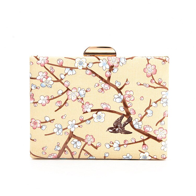 Alasir Chain Square Bag Printed Peach Blossom Shoulder Crossbody Bags Chinese Style Vintage Bag Artsy Women Bags: Default Title