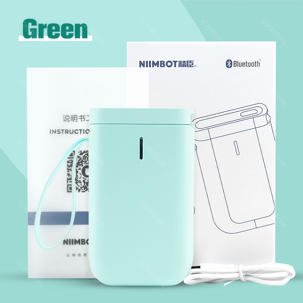 D11 Wireless label printer Portable Pocket Label Printer Portable BT Thermal Label Printer Home Use Office Fast Printing Printer: Green printer