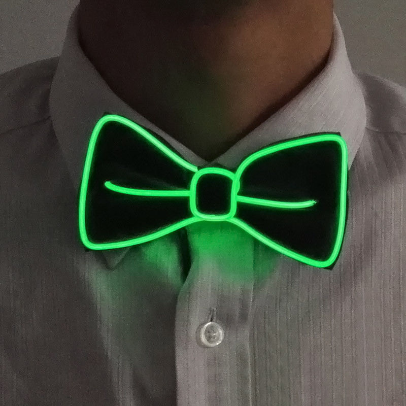 Neueste Männer LED Draht Krawatte Bowtie Blinklicht Bis El Draht Fliege Krawatte LED Mens Lichter Bowtie Hochzeit glühen partei Liefert: Grün