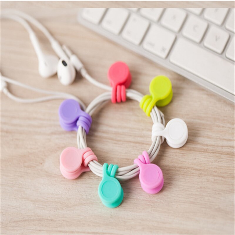 3pcs/pack Cute Magnet Earphone Cable Holder Clips Korean Kawaii Accessories Stationary Cord Winder Organizer Desk Office Set
