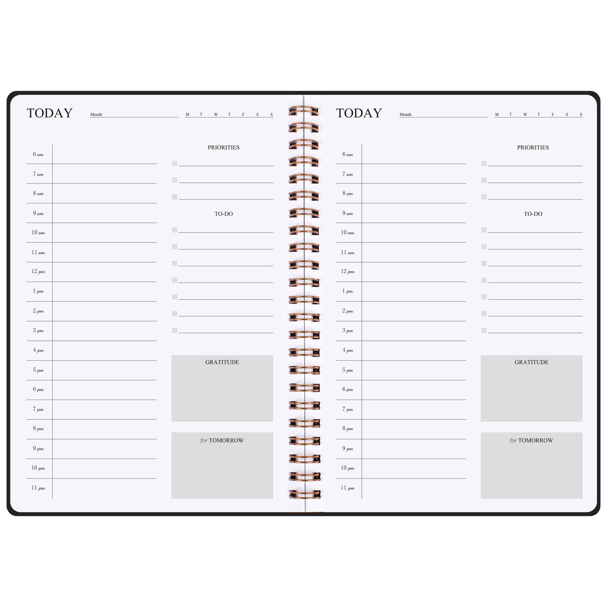 Daily Weekly Planner Undated Agenda Notebook with Habit Tracker, Goals, To Do List Spiral Binding PVC Cover: Green