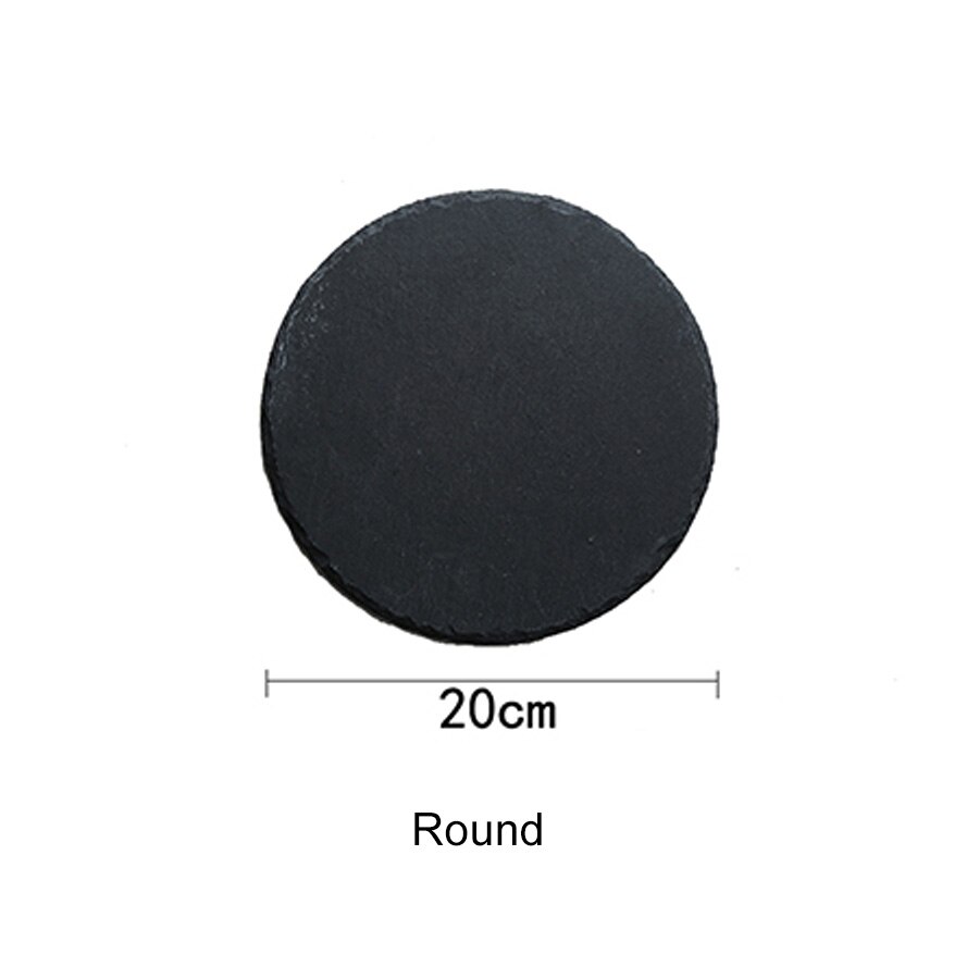 Natural Slate Dishes Solid Rectangle Stone Sushi Steak Barbecue Plate Cheese Pizza Flat Fruit Plate: Round(pot holder)