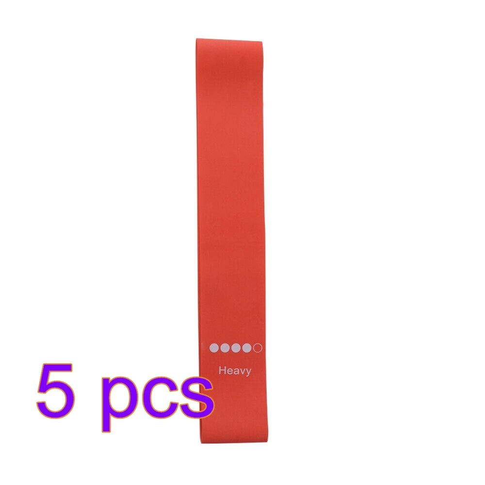 MrY-bandes de résistance élastiques en Latex, 5 couleurs, pour la musculation, pour le Yoga et les Pilates: 5 pcs red