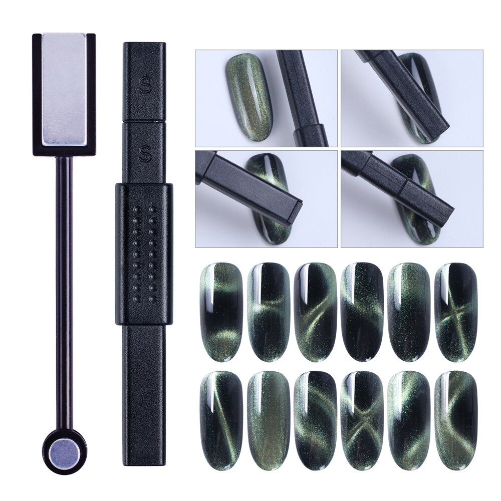 1 stücke Doppel Kopf Katze Auge Gel Magnet Stock Gebogene Linie Streifen 3D Entwürfe Für Polnische Nagel Gel Nagel Kunst Dekor Magnetische Werkzeuge LA035