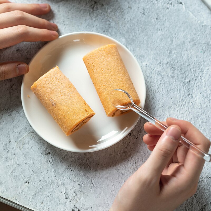 Lepel Kleine Glas Hittebestendig Garde Thee Koffie Lepel Voor Yoghurt Ijs Dessert Lange Steel Lepel Bestek Keuken: Transparent