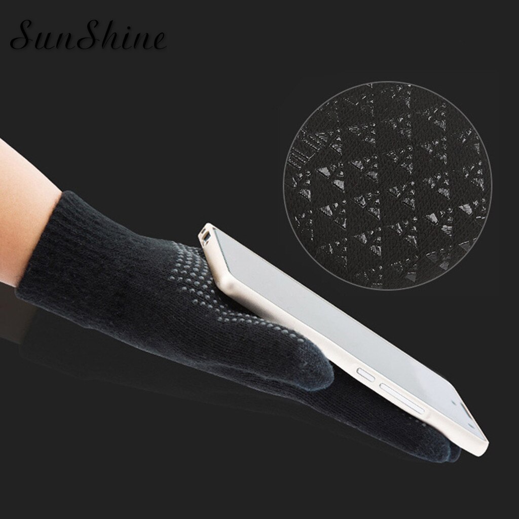 Letter Winter Gloves Women Men Knitted Gloves Thermal Touch Screen Black Gloves Men Mittens Thermal Knit Warm Glove