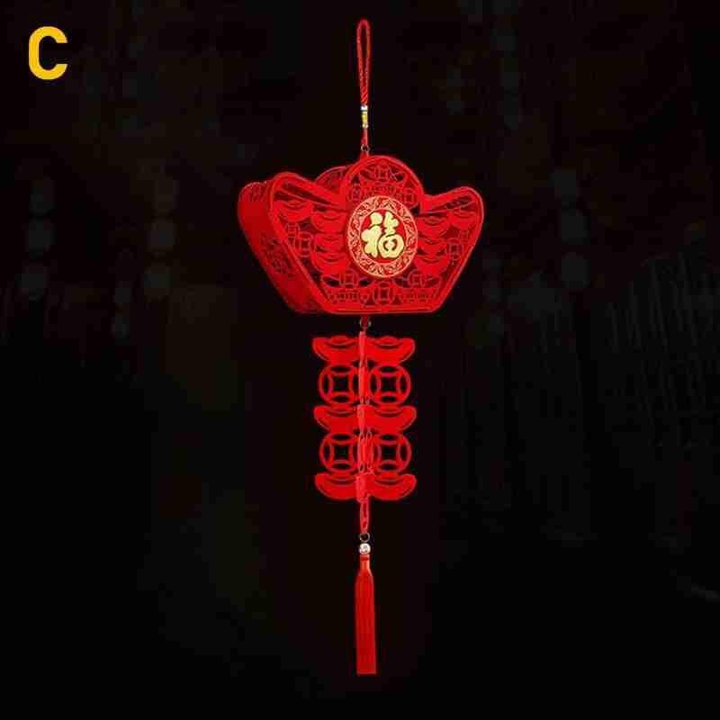 Waterproof Red Paper Lantern Home Decor Three-dimensional Lantern Pendant For Chinese Year Spring Festival Celebration: C