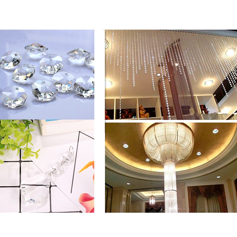 20 st /50 st 14mm kristallglas prismor åttakantiga pärlor lampa glas ljuskrona delar för hängande dekoration
