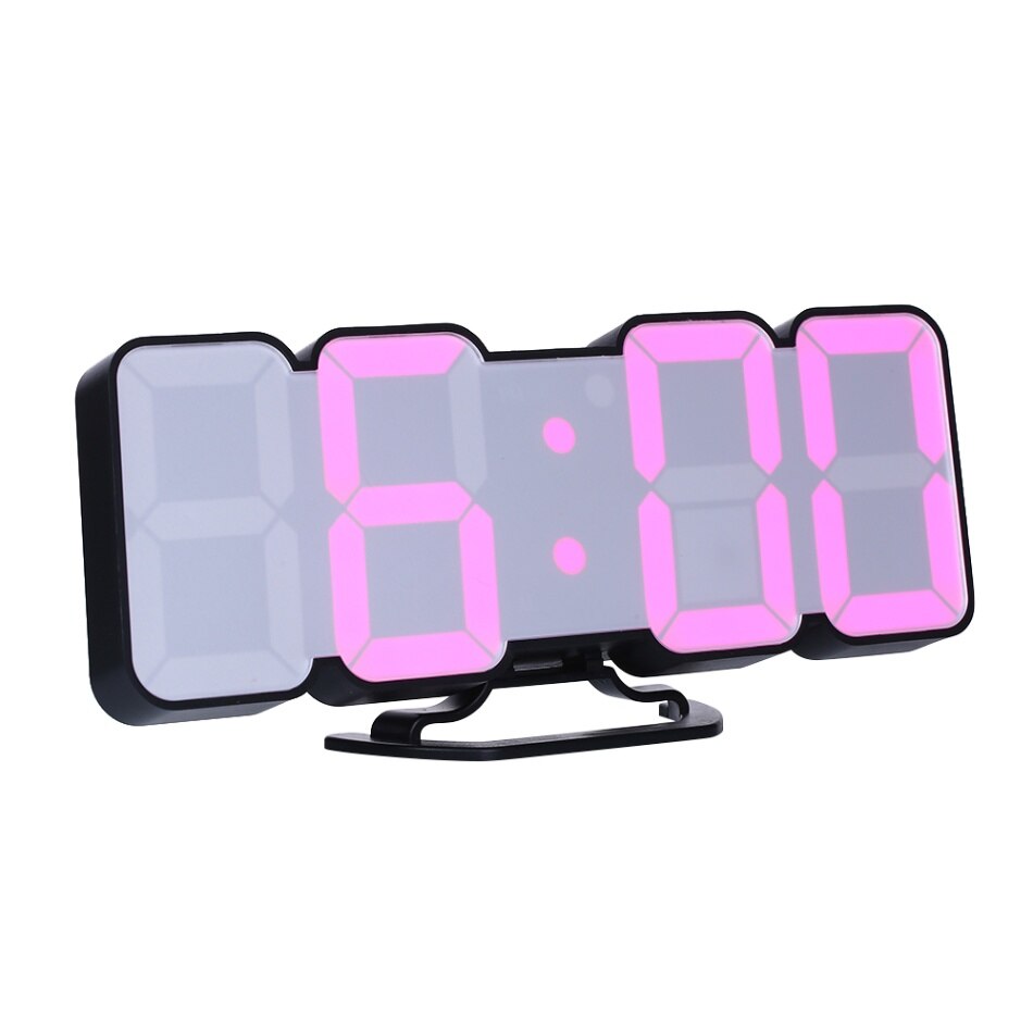 3D Voice Control Wall Clock Wireless Remote Digital Wall Clock LED 115 Colors Display Adjustable brightness Desktop Clock USB: Black