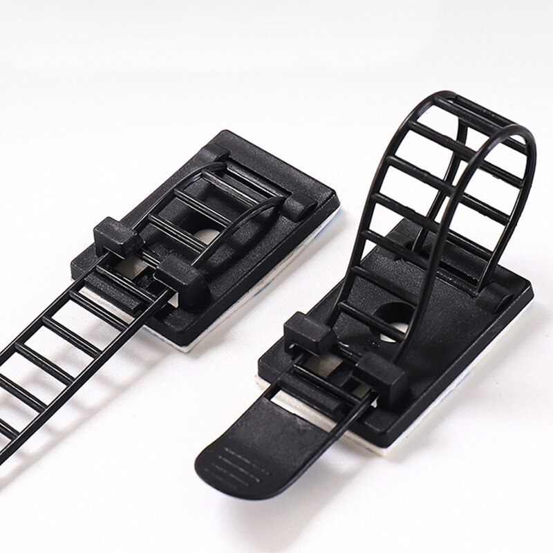 10PC Cable Tie Mounts Adjustable Wire Ties Cable Clips Clamp Plastic Self Adhesive Cable Organizer Fix Holder Cord Management