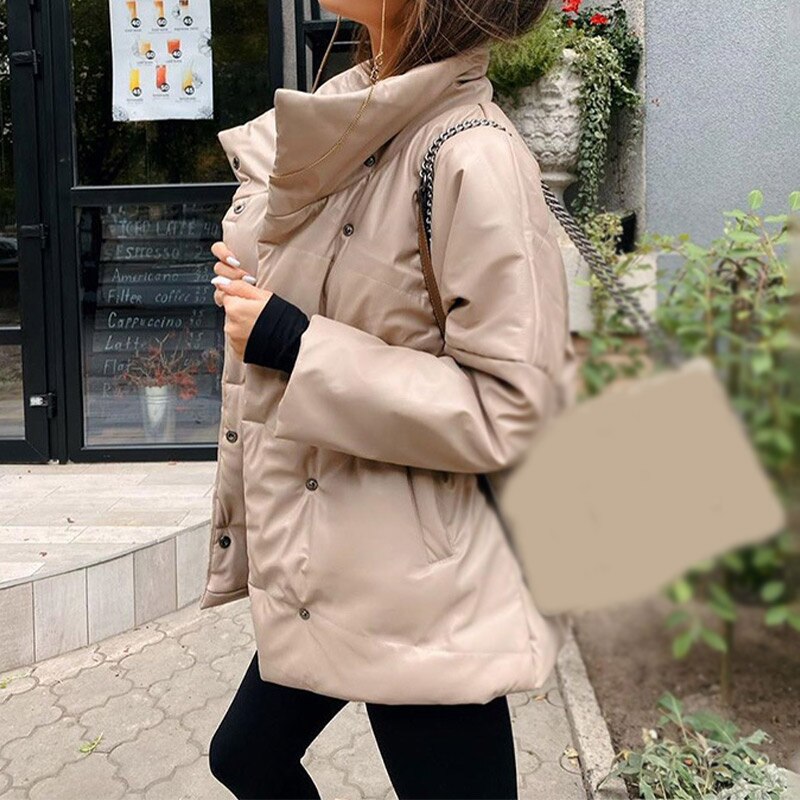 Parka de invierno para mujer, abrigo acolchado grueso, cinturón de algodón 95%, cuello alto, Parkas para mujer, abrigos, chaqueta acolchada cálida informal para mujer