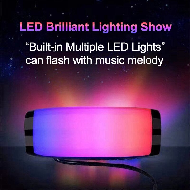 Draadloze Bluetooth Speaker Met Kleurrijke Led Licht Outdoor Draagbare Fm Radio Met Mic Handsfree Stereo Subwoofer