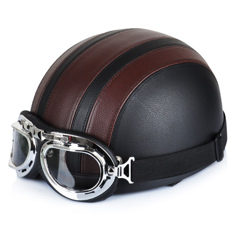 Moto Rcycle Lederen Helm Moto Rbike Riding Vintage Cruiser Touring Half Helmen Moto Fiets Scooter Biker Helm