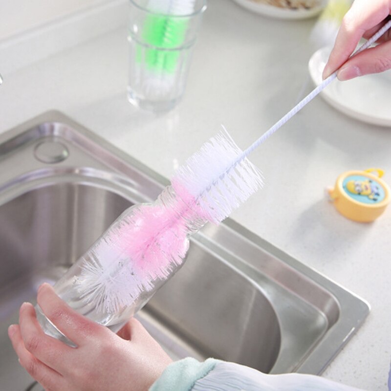 2Pcs Baby Nipple Bottle Brush 360 Degree Cleaner 30cm Nylon Cleaning Brushes