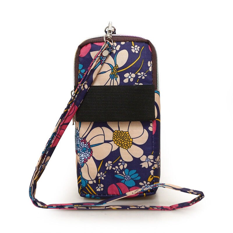 Dames nylon sport arm tas telefoon messenger polsbandje handtas portemonnee portemonnee bloem luipaard munt mobiele telefoonhoesje mobiele telefoonhoesje