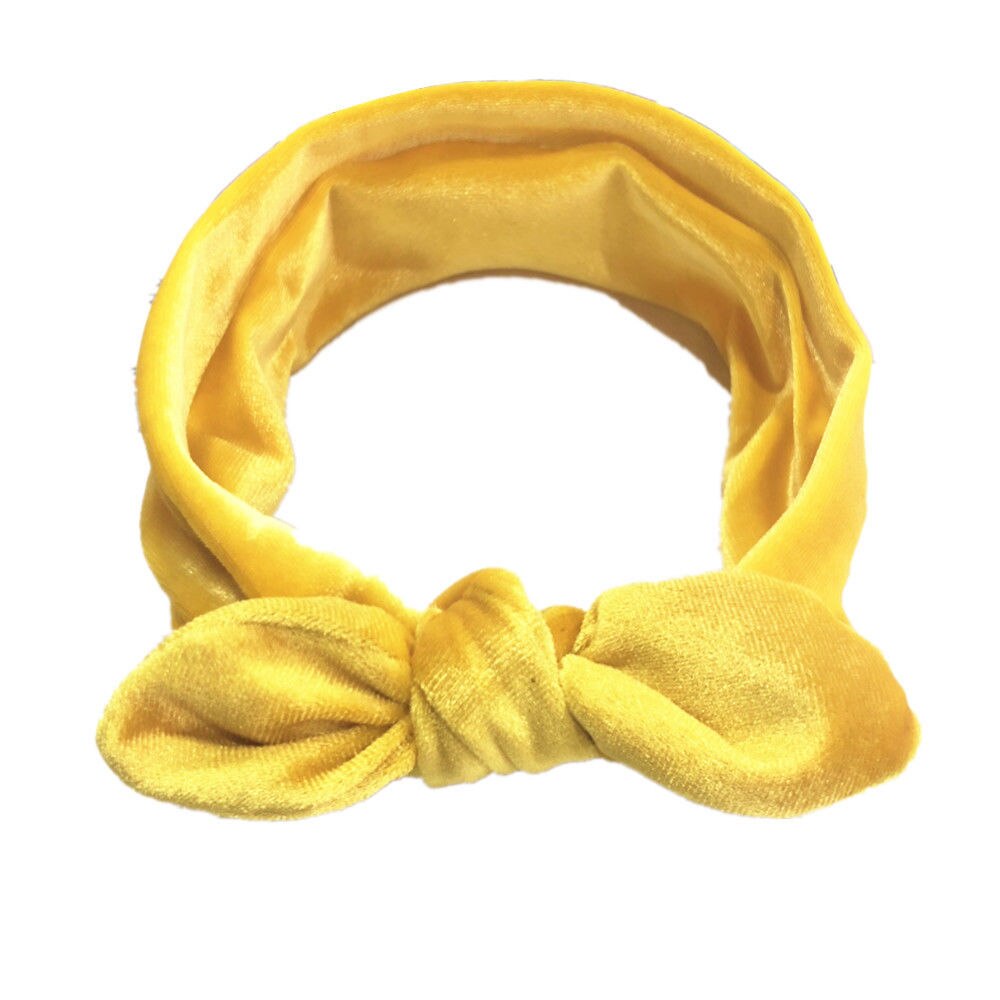 Gloednieuwe Peuter Baby Meisjes Fluwelen Lint Hair Bows Hoofdbanden Bunny Oren Grote Boog Haarbanden Candy Kleur Solid hoofddeksels