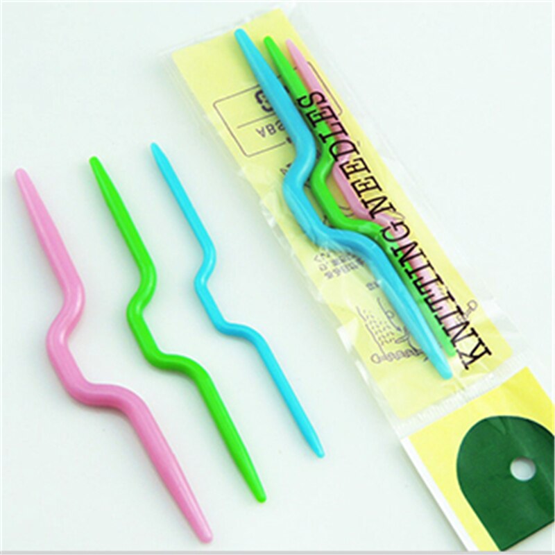 3 Size Plastic Crochet Hook Knitting Needles Sweater Muffler Weaving tools Crooked Twist Curved needle Craft DIY Tool MXZ13