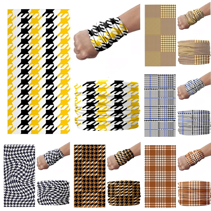 3D imprimé pied-de-poule foulard Plaid magie sport Hijab écharpe bracelet accessoire cheveux pour femme masque anti-poussière en plein air